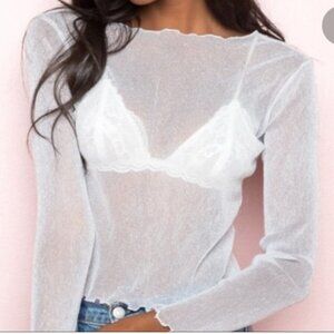 Brandy Melville Sheer Mesh Renee Longsleeve Top